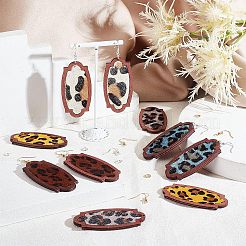 DIY Leopard Print Pattern Rectangle Dangle Earring Making Kit&nbsp;DIY-OC0009-49