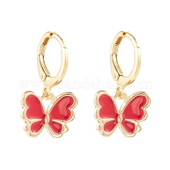 Butterfly Enamel Dangle Huggie Hoop Earrings&nbsp;EJEW-JE04725