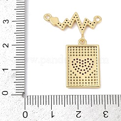 Brass Micro Pave Clear & Hot Pink Cubic Zirconia Pendants&nbsp;KK-U058-45G