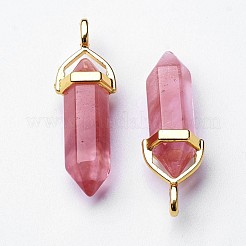 Cherry Quartz Glass Double Terminated Pointed Pendants&nbsp;G-G902-C09