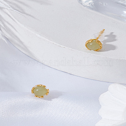 1Pair Brass Imitation Jade Stud Earrings&nbsp;EJEW-LP0003-44