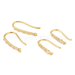 4Pcs 2 Styles Brass Micro Pave Clear Cubic Zirconia Earring Hooks&nbsp;KK-TA0003-30