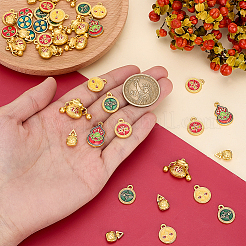 60Pcs 6 Styles Alloy Enamel Pendants&nbsp;FIND-PH0061-42