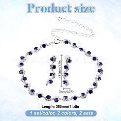 2 Sets 2 Colors Alloy Rhinestone Necklaces & Stud Earrings Sets&nbsp;SJEW-GO0001-10A