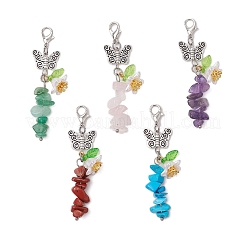 Synthetic Turquoise & Natural Amethyst & Rose Quartz & Red Jasper & Green Aventurine Chips Beads Pendant Decorations&nbsp;HJEW-JM03113