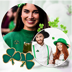 60Pcs Shamrock Alloy Enamel Pin&nbsp;JEWB-SC0001-87