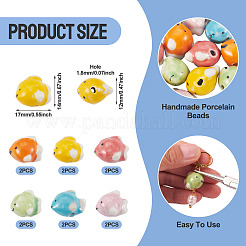 12Pcs 6 Colors Handmade Porcelain Beads for Necklaces Bracelets Making&nbsp;PORC-TA0001-22