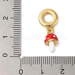 Rack Plating Brass Red Enamel European Dangle Charms&nbsp;KK-P279-38G