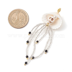Dyed Synthetic Turquoise & Natural Black Onyx & Glass Seed Beaded Skull Jellyfish Big Pendants&nbsp;PALLOY-MZ00871-02