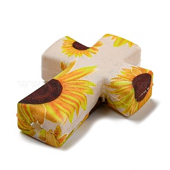 Cross with Flower Silicone Focal Beads&nbsp;SIL-G006-02A