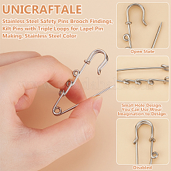 10Pcs 304 Stainless Steel Safety Pins Brooch Findings&nbsp;STAS-UN0058-48
