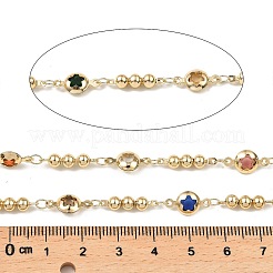 Rack Plating Flat Round with Star Brass Link Chains&nbsp;CHC-A007-19KCG