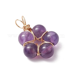 Natural Rose Quartz/Amethyst/Carnelian/Green Aventurine/Quartz Round Beaded Pendants&nbsp;PALLOY-JF03468