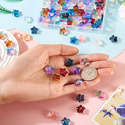 100Pcs 10 Colors Two Tone Transparent Spray Painted Glass Beads & Gradient Color Handmade Lampwork Beads&nbsp;GLAA-TA0012-36