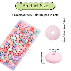 180Pcs 6 Colors Rondelle Food Grade Eco-Friendly Silicone Abacus Beads&nbsp;SIL-CA0003-15