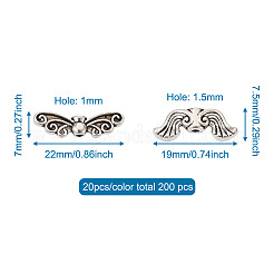 1 Box 200Pcs 10 Styles Wing/Butterfly Tibetan Style Alloy Beads&nbsp;TIBEB-TA0001-25