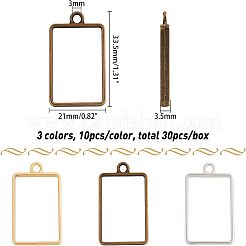 Matte Style Rack Plating Alloy Open Back Bezel Pendants&nbsp;PALLOY-OC0001-07