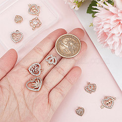12Pcs 6 Style Valentine's Day Brass Micro Pave Cubic Zirconia Pendants&nbsp;KK-SC0003-16