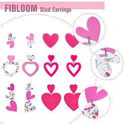 6 sets 6 style Acrylic Heart Asymmetrical Earrings&nbsp;EJEW-FI0001-66