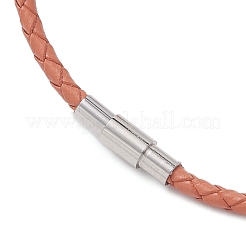 3MM Punk Rock Round Braided Leather Cord Necklaces&nbsp;NJEW-JN05861-02