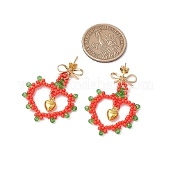 Glass Seed Beads Dangle Stud Earrings&nbsp;EJEW-MZ00396-03