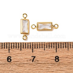 Brass Pave Clear Cubic Zirconia Connector Charms&nbsp;KK-Z121-06G-07