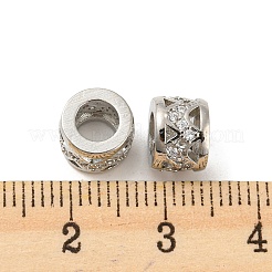 Brass Micro Pave Cubic Zirconia European Beads&nbsp;KK-H452-17P