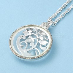 Alloy Flower & Glass Magnifying Pendant Necklace for Women&nbsp;LS-MAGL-PW0001-01S