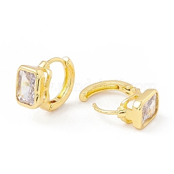 Clear Cubic Zirconia Rectangle Hoop Earrings&nbsp;EJEW-I266-01G