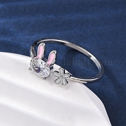 Brass Micro Pave Cubic Zirconia Open Cuff Rings for Women&nbsp;RJEW-U058-05P
