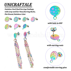 28Pcs 7 Style Ion Plating(IP) 304 Stainless Steel Stud Earring Findings&nbsp;STAS-UN0040-49