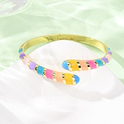 Snake Brass Enamel Cuff Bangles&nbsp;BJEW-A163-01G-05