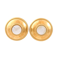 304 Stainless Steel Natural White Shell Stud Earrings&nbsp;EJEW-Z103-08G