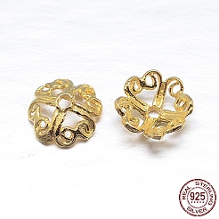 Real 18K Gold Plated 4-Petal 925 Sterling Silver Bead Caps&nbsp;STER-M100-07