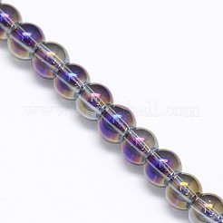 Electroplate Crystal Glass Round Beads Strands&nbsp;EGLA-F037-6mm-A