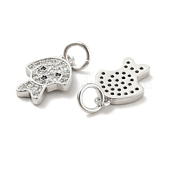 Dog Brass Micro Pave Clear Cubic Zirconia Charms&nbsp;KK-G425-14P