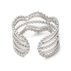 Non-Tarnish 304 Stainless Steel Wave Open Cuff Ring for Women&nbsp;RJEW-M149-36P