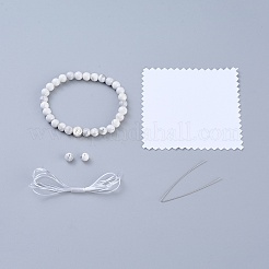 Feng Shui Natural Howlite Beaded Stretch Bracelets&nbsp;BJEW-JB05021-04