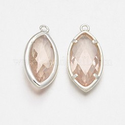 Silver Color Plated Brass Glass Pendants&nbsp;GLAA-J071-05S