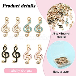 60Pcs 4 Colors Alloy Enamel Pendants&nbsp;ENAM-YW0005-58