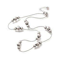 304 Stainless Steel Round Beads Link Chain Necklaces for Women&nbsp;NJEW-U031-11P