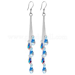 Teardrop Brass & Glass Tassel Dangle Earrings&nbsp;FS-WG2E167-01