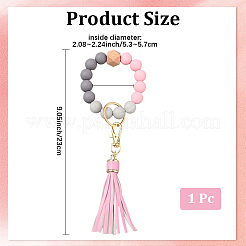 1Pcs Silicone Round Beaded Keychain Wristlet&nbsp;AJEW-CL0001-11C