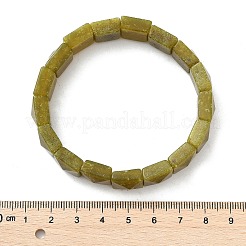 Square Natural Southern Jade Beads Stretch Bracelets for Women Men&nbsp;BJEW-C097-06R