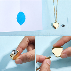 Stainless Steel Heart Cinerary Casket Pendant Necklaces&nbsp;DIY-CN0003-41G