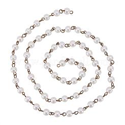 Handmade Round Glass Pearl Beads Chains for Necklaces Bracelets Making&nbsp;AJEW-JB00035-02