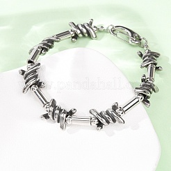Punk 304 Stainless Steel Barbed Wire Link Chain Bracelets for Women Men&nbsp;BJEW-C148-02AS