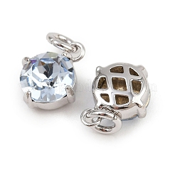 Flat Round Brass Glass Charms&nbsp;KK-L240-06P-02