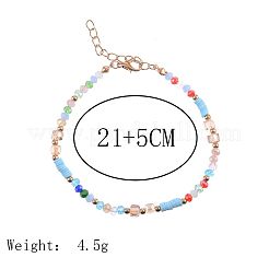 Bohemian Style Alloy & Plastic & Polymer Clay Beaded Anklets&nbsp;FS-WGD536E-01