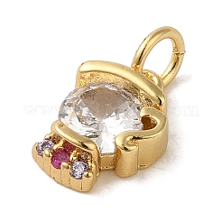 Brass Micro Pave Clear Cubic Zirconia Pendants&nbsp;KK-R162-021D-G